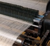 Detail of the warp break auto stop of the Toyoda Model G Automatic Loom.